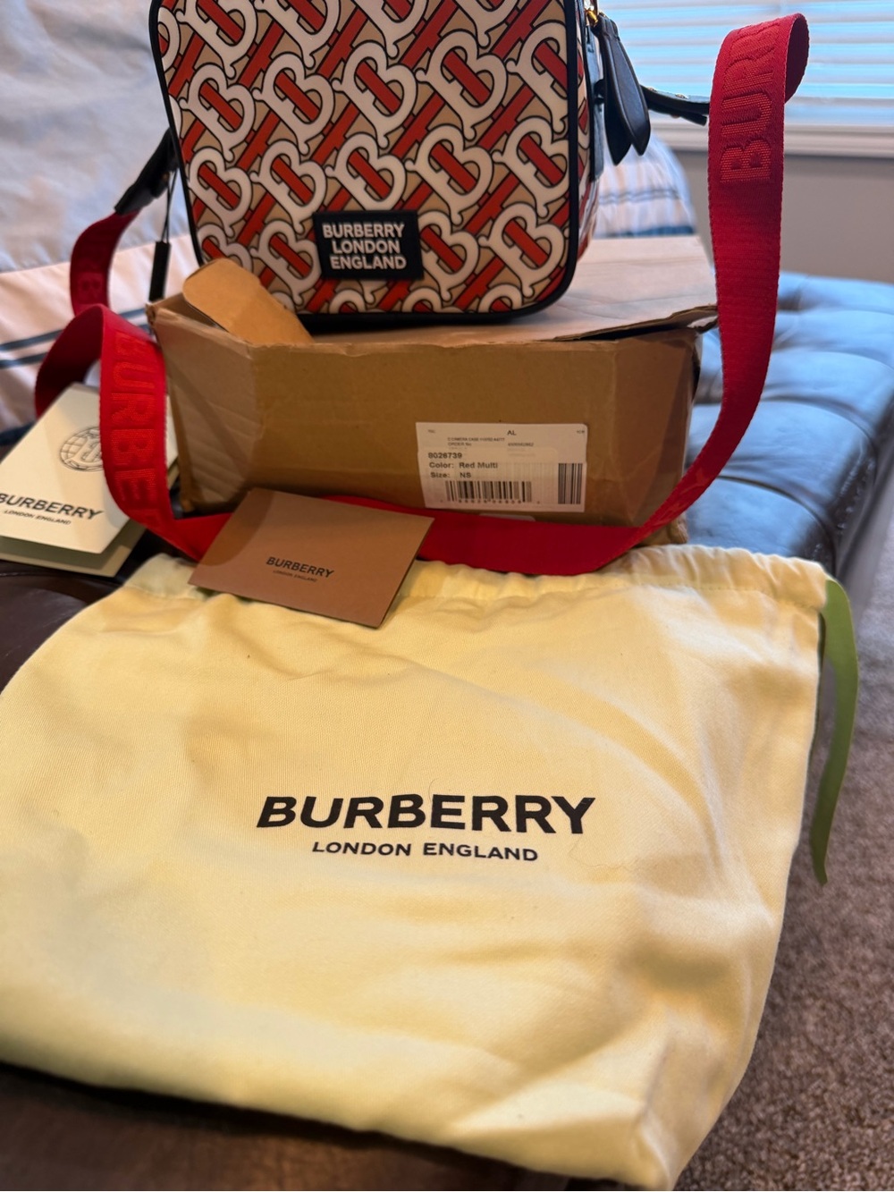 Burberry Red and White TB Monogram crossbody